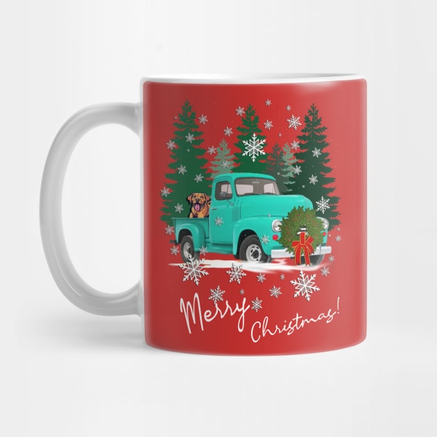 Merry Christmas Vintage Truck & Dog in Snow by tamdevo1